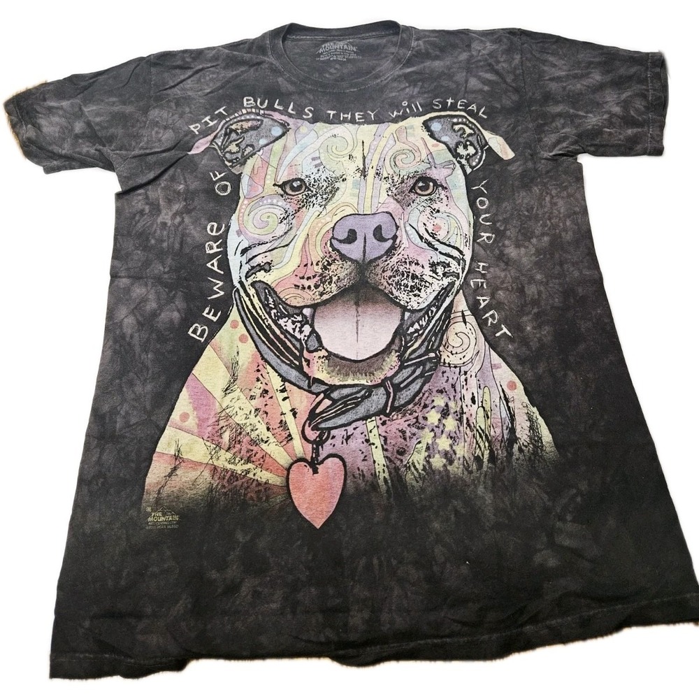 The Mountain T-shirt Adult XL Black Tie-Dye Dog Dean Russo Pit Bull Love Rescue